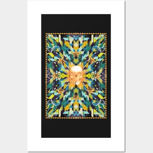 Triangles abstract tribal pattern with a skull Posters and Art